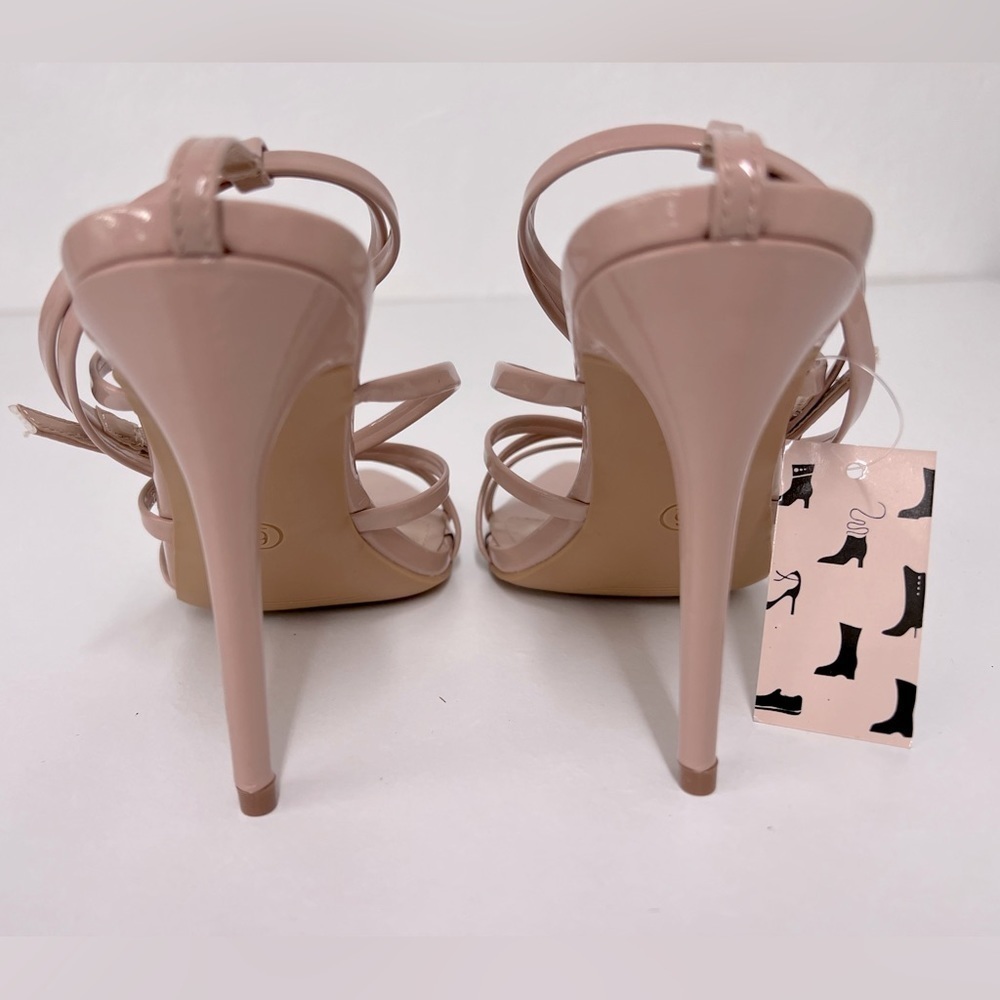 Women's Strappy Pointy Open Toe Ankle Strap Stiletto Sandal - Nude - 6 - Picture 7 of 10